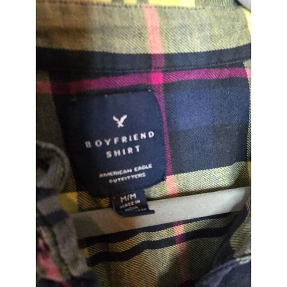 American Eagle Women's Cotton Flannel Button Down Long Sleeve Shirt Size Medium - Picture 4 of 6